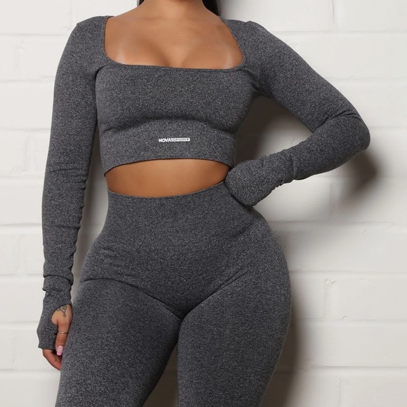 Fashion Nova Tops - ⭕️ SOLD ⭕️ Fashion Nova Gray Seamless Long Sleeve Workout Top